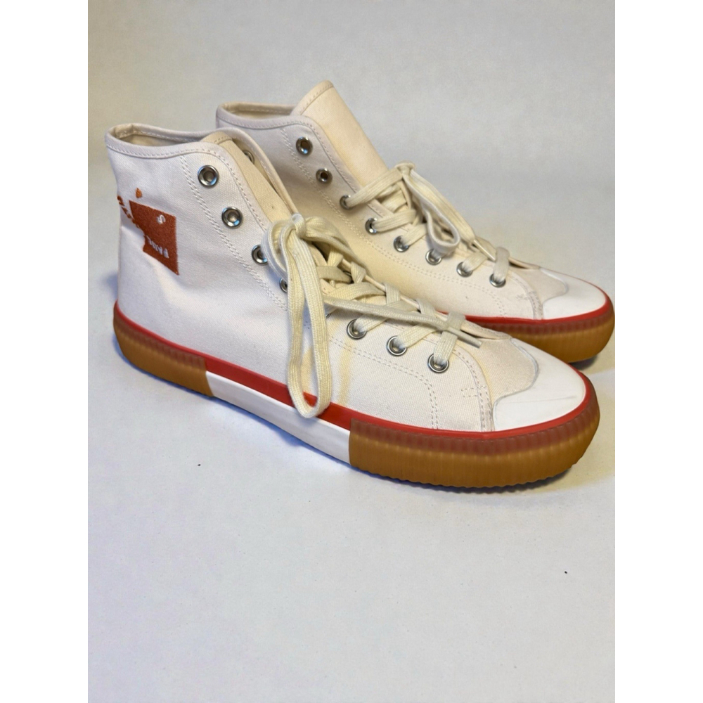 PS Paul Smith Men's Kibby Sneakers Trainers Canvas‎ Mid Top Ecru Size